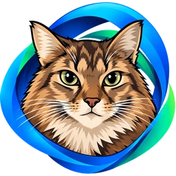 Romey, the Wiggle AI assistant: a long-haired brown tabby cat inside the Wiggle blue and green swirl